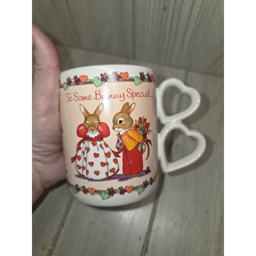 Vtg To Some Bunny Special Coffee Mug Tea Cup Hearts Handle With Lots of Love